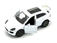 Metal Toy Car Porsche Cayenne SUV with Openable Doors Tailgate, High Speed Car with Pull Back Sunroof Dual Tone Sports Car for Kids. (1:32) (White)