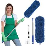 Vicloon Feather Duster Extendable, 100 Inches Microfiber Duster Cleaning Steel Telescopic Duster Feather Duster with Bendable and Window Slot Cleaning Brush Hand for Cleaning Ceiling Fans, Cars…