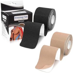 Kinesiology Tape，Elastic Premium Athletic Tape， Latex Free Waterproof and sweat-proof（Black and Light brown)-5CM x 5M for Muscle Building,Knees,Anles,Shoulder,Pain Relief and Injury Recovery