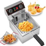 10L Electric Deep Fryer, Removable Frying Basket Adjustable Temperature, Lid with Viewing Window and Odor Free Filter, 10.6 QT