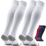 Northdeer Football Socks Men Women Knee High UK 2.5-11 Sport Socks Trainer Socks 2 Pairs (White XL/9-11)