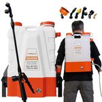 PetraTools 4 Gallon Battery Powered Backpack Sprayer - Extended Spray Time Long-Life Battery - New HD Wand Included, Wide Mouth Lid, Multiple Nozzles & Battery Included