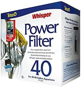 Tetra Whisper Power Filter for Aquariums, 3 Filters in 1, Up to 40-Gallons, Black & Gray