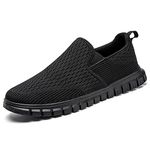 Oltyutc Mens Trainers Casual Loafers Sneakers Walking Gym Sneakers Slip On Athletic Breathable Comfortable Running Shoes Black Size 11