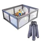 Foldable Baby Playpen 127x127cm Foldable Playpen for Babies and Toddlers, Folding Baby Activity Center, Portable Play Yard with 2 Handlers.