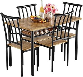 IDEALHOUSE 5 Piece Dining Table Set for 4, Kitchen Table and Chairs for 4 with Storage Rack, Metal and Wood Rectangular Dining Room Table Set for Kitchen, Dining Room, Dinette, Rustic Brown