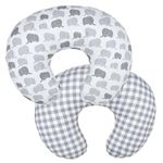 Winmany Baby Nursing Pillow Cover Infant Removable Breastfeeding Pillow Cover Cute Pattern Newborn Nursing Pillowcase Slipcovers Cushion Cover for Girls Boys 22.5 x 18 (Gray Elephant)