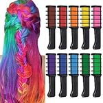 10 Color Temporary Bright Hair Chalk Set, Kalolary Metallic Glitter Hair Chalks Birthday Girls Gift, Hair Chalk Comb Set Washable Color for Kids Hair Dyeing Party, Cosplay, Halloween, Christmas