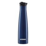 Amazon Brand - Solimo 600ml Stainless Steel Vacuum Insulated Sleek Bottle with Sipper | Ergonomic Design, Leak-Proof, 24 Hours Hot and Cold | for Work, Home, Commute and Travel | Navy Blue