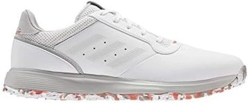 adidas Golf Mens S2G Leather Golf Shoes - White/Grey/Crew Red - UK 8.5