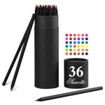 Surcotto Colouring Pencils, 36 Colouring Pencils for School, Coloured Pencils for Beginner, Pencil Crayons for Kids and adult - Oil-based, Vibrant Colours, Blackwood Barrel, Pre-sharpened