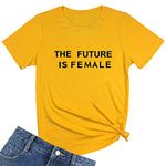 BLACKMYTH Women Graphic Funny T Shirt Cute Tops Teen Girl Tees Yellow Large