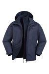 Mountain Warehouse Fell Mens 3 in 1 Water Resistant Jacket - Adjustable Coat with Packaway Hood, Detachable Inner Fleece & Many Pockets - For Hiking & Outdoors Navy M