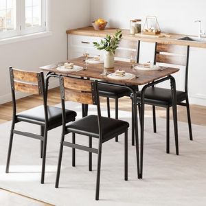 IDEALHOUSE Dining Table for 4, Small Table and Chairs Set of 4, Dinette Set for 4, Dinner Table Set, 5 Piece Kitchen & Dining Room Sets for Small Space, Apartment (Vintage, Dining Table with 4 Chairs)