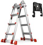 Soctone Ladder, A Frame 4 Step Ladder Extension Ladder, 15 Ft Multi Position Ladder & Removable Tool Tray with Stabilizer Bar, 330 lbs Weight Rating Telescoping Ladder for Household or Outdoor Work