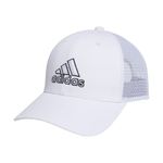 adidas Men's Mesh Back Structured Low Crown Snapback Adjustable Fit Cap, White/Black, One Size