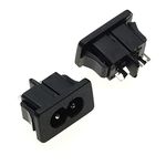 IEC C8 Inlet Power Plug Socket, Pack Of 2 - Class 2, Fig 8 With Solder Tag - Small Socket DC Connector AC Power Jack