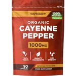 Organic Cayenne Pepper 1000mg | 90 Capsules | Capsicum Frutescens Powder | Suitable for Vegans & Vegetarians | by Horbaach