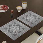 Kuber Industries Placemat | Dining Table Placemat | Center Table Mats | Square Plain Net Placemat Set | Side Table Placemats for Hotel-Home Décor | 20 Inch | Pack of 2 | White