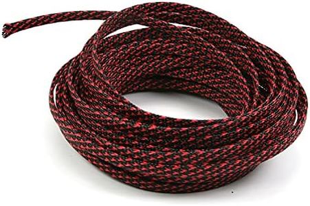 Othmro PET Braided Expandable Sleeving Wrap 6mm x 10m Black Red Cable Management Sleeve Cord Organizer for Wrap Protect Cables