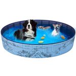 JEASONG Foldable and Portable Dog Pool, 63 inch 160cm Dog Paddling Pool Pet Bath Tub, Reinforced PVC Non-Inflatable Swimming Pool for Dogs Puppies Pets