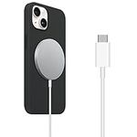 Apple Magnetic Wireless Charger, 7.5w Fast Charging Compatible with MagSafe Charger USB-C Cable Pad Accessories for iPhone 14, 13, 12, Pro, Max, Mini, Plus and AirPods Pro, 2, 3 (Silver)