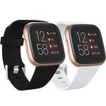 Ouwegaga Compatible with Fitbit Versa Strap/Fitbit Versa 2 Strap, Soft Silicone Sport Replacement Straps for Fitbit Versa 2/Fitbit Versa/Versa Lite/Versa SE, Small Black/White