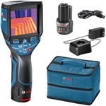 BOSCH GTC400C 12V Max Connected Thermal Camera, Includes 2 Ah 12V Max Lithium-Ion Battery & Charger, USB Cable, & Soft Pouch