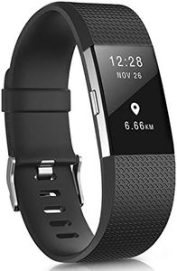Yandu Cinturino Compatibile per Fitbit Charge 2, Cinturino per Uomo Donne Cinturino Sportivo Cinturino in Silicone Regolabile per Fitbit Charge 2 Grande Piccolo (Senza Orologio) (Nero, Small)