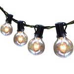 Guddl Outdoor String Lights 50ft Patio Lights with 55 G40 Bulbs (5 Spare), Connectable Globe String Lights for Party Tents Patio Gazebo Porch Deck Bistro Backyard Balcony Pergola Decor, Black Wire ……