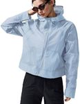 altiland UPF 50+ Cool Feeling Water Repellent Raincoats for Women - Lightweight Hooded Outdoor Cycling Jacket Windbreaker with Thumbholes(Airy Blue,6/8)