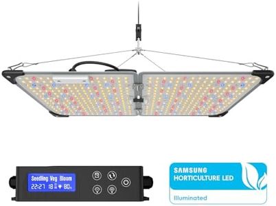 URBZUE Grow Lights for Indoor Plants, 120W LED Grow Light Full Spectrum, with Samsung LM218B+ Diodes(512 Pcs),HD Digital, 3 Modes, 24H Timer, 10-100% Dimming for 3X3/4X4 ft Grow Tent