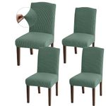 Granbest High Stretch Dining Chair Slipcovers, Universal Fit Jacquard Parson Dining Chair Covers, Removable Chair Protectors for Dining Room, Kitchen, Restaurant and Hotel (Set of 4, Matcha Green)
