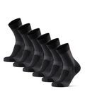 DANISH ENDURANCE 3-Pack Hiking Socks in Light Merino Wool, Cushioned, Breathable, for Men, Women & Kids, Black, Medium