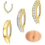 Adramata 14G Clicker Belly Button Ring for Women 316L Surgical Steel Gold Belly Piercing Small Hoop Belly Button Rings Navel Piercing