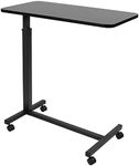 Mount-It! Overbed Table with Wheels | Flat Rolling Bed Side Tray Table for Medical or in-Home Use | Height Adjustable Hospital Table with Locking Casters