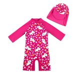 upandfast Baby Girl Swimsuits UPF 50+ Sun Protection Long Sleeve One Piece Zip Swimwear (Rose, 3-6 Months)