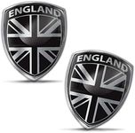 Biomar Labs 2 x 3D Domed Silicone Stickers Decals Car Motorcycle National England UK GB Great Britain United Kingdom Union Jack Silver Black Flag F 151