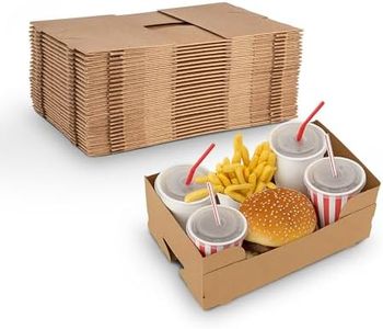 MT Products Food and Drink Tray 4 Corner Pop-Up J-Type Paperboard Perfect for Holding Food and Liquids in One Place at Stadium or Theater (25 Pieces) - Made in the USA