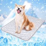 NACOCO Dog Cooling Mat with Non-Slip & Internal Waterproof Leakproof Design, Extra Thick, Machine Washable for Medium and Large Dogs for Crates, Beds, Sofas, Cars (36'' x 23'' Large, Grey Bone)