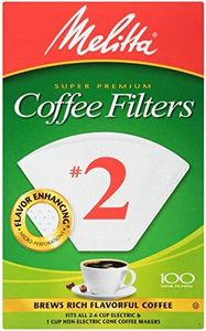 Melitta #2 Cone Coffee Filters, White, 100 Count