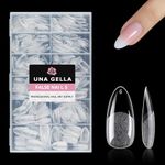UNA GELLA Nail Tips 504Pcs False Nails Half Matte Full Cover Clear Acrylic Gel Fake Nails for Extensions Nail Art DIY Salon 12 Sizes Medium Almond&Oval