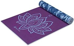 Gaiam Yoga Mat Premium Print Reversible Extra Thick Non Slip Exercise & Fitness Mat for All Types of Yoga, Pilates & Floor Workouts, Purple Lotus, 68 inchL x 24 inchW x 6mm Thick