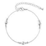 VGWON 925 Sterling Silver Layered Adjustable Charm Link Bracelets with Beads, Bracelets for Women Girls, Gift for Wife Mom Daughter Friends (Bead Bracelet 3)