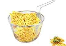 (deep fry basket) - 23cm Medium Stainless Steel Deep Fry Basket Round Wire Mesh French Chip Frying Serving Food Presentation Tableware With Detachable Handle Fit For Up To 5/6L Pot