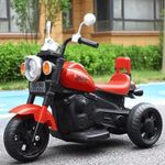 MunMun Toy Battery Operated Ride on Bike with Foot Accelerator, Music, Horn (Multi Colour) Age Upto 2 to 4 Years (Harley, Red)