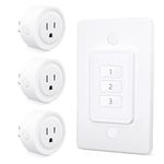 LoraTap 656ft Wireless Remote Control for Lamps and Household Appliances, No Hub Required, White (1 Remote + 3 Plugs)