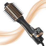 Hot Air Hair Dryer Brush - One-Step Blow Dryer Brush with Display Screen, Fast Drying, Volumizing, Styling, Straightening, Slightly Waving, Professional Hot Air Brush Suitable All Hair Types