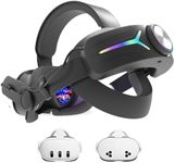 RGB Light Head Strap with Battery for Meta Quest 3/3S, MLemonVR Comfort Headband Accessory,Quick Charge for Extended Play, Removable Batteries, Adjustable Elite Strap (Black)