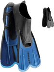 Cressi Agua - Self Adjusting Long and Short Fins for Diving, Apnea, Snorkeling & Swimming for Adults and Children, Blue, 10/11 (45/46) Agua Short